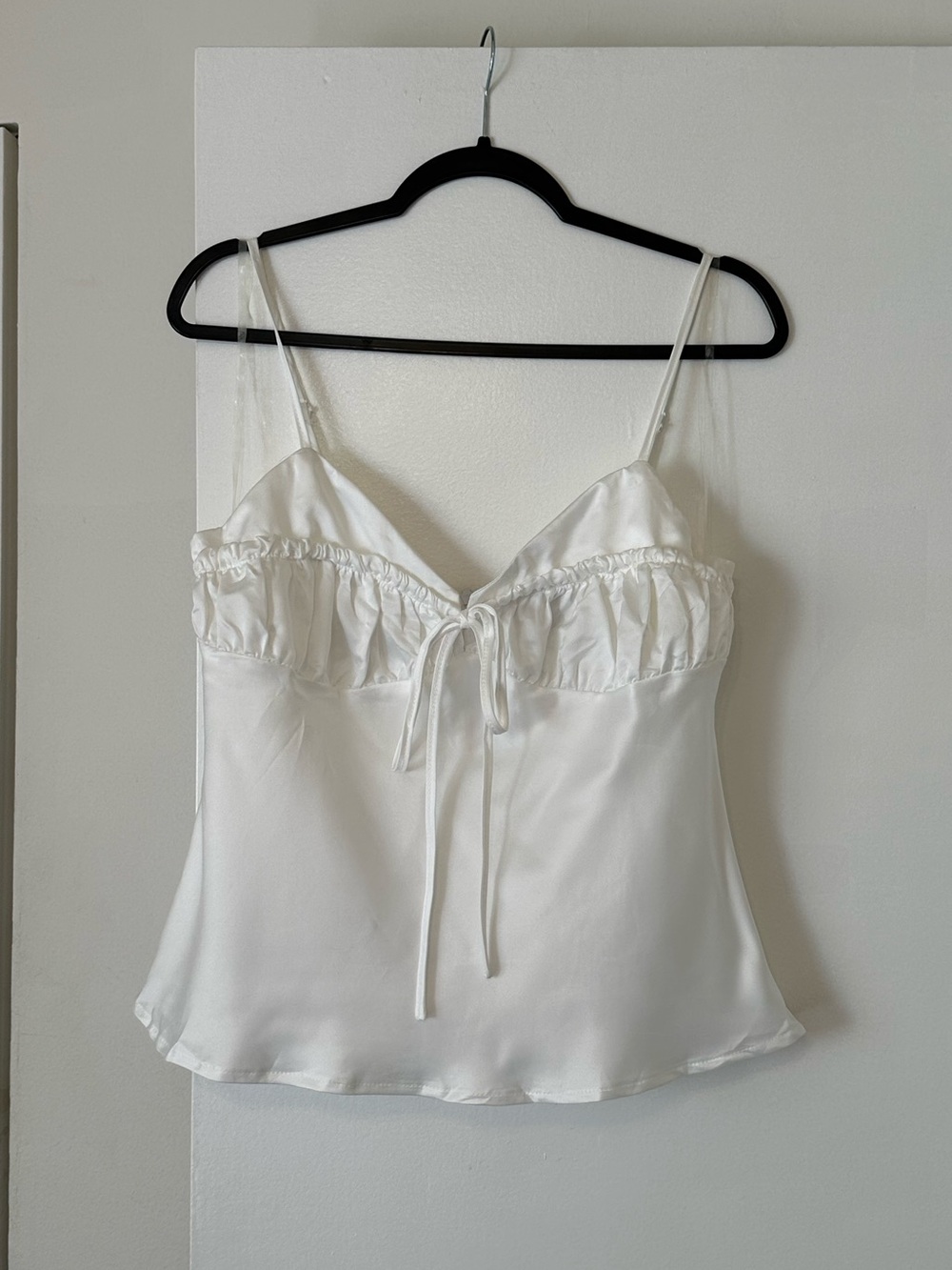 Princess Polly White Ruffled Tie-Front Cami